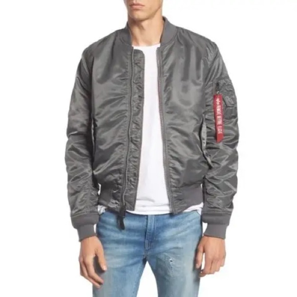 Alpha Industries Men's Gray Reversible Bomber Jacket
